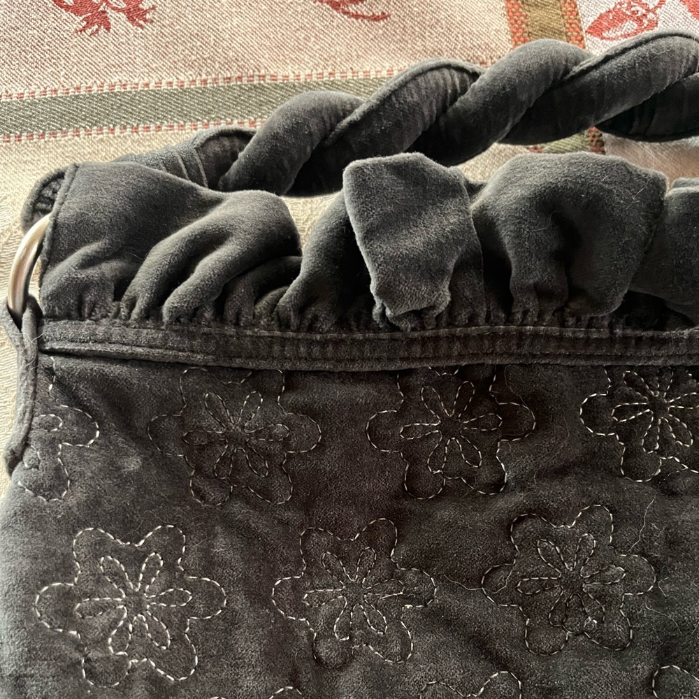 Old Navy Quilted Soft Velvety Gray Purse Zippered 16” x 12” NWOT - Picture 4 of 11